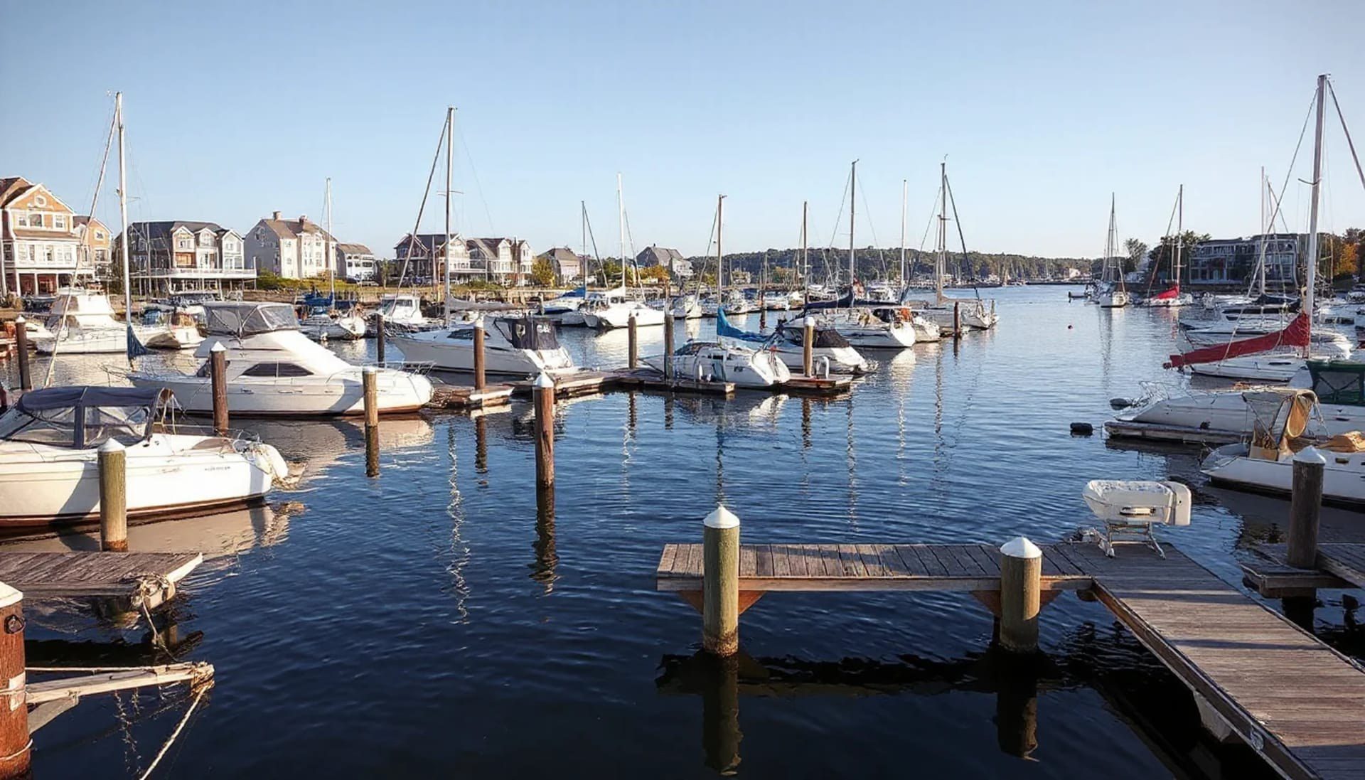 Marina and sailboats in Quincy, Massachusetts